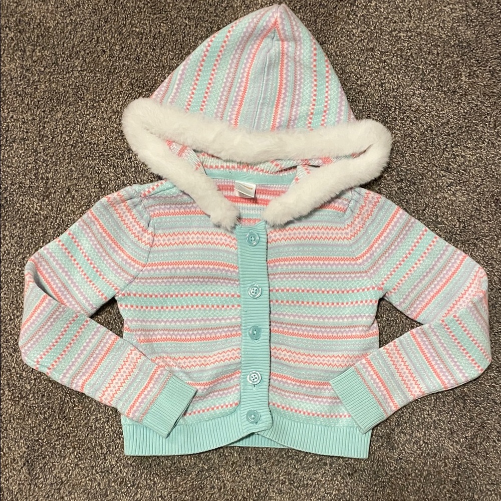 Gymboree Pastel Striped Hooded Cardigan